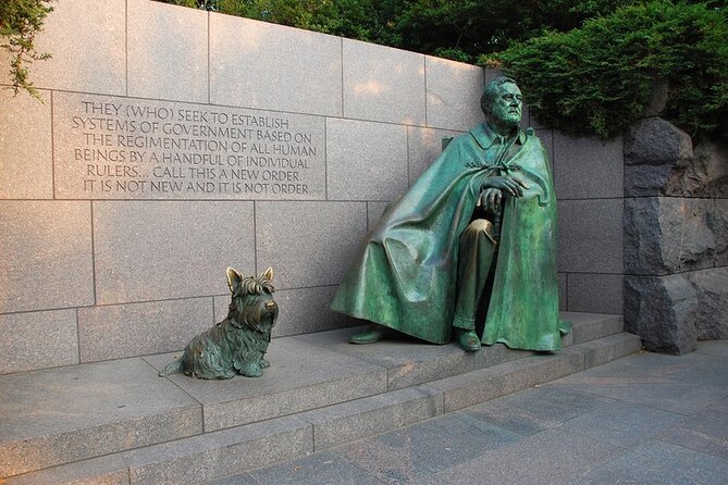 DC Monuments and Memorials Tour Day Tour - Franklin Delano Roosevelt Memorial: Four Sections, Waterfall Reflection
